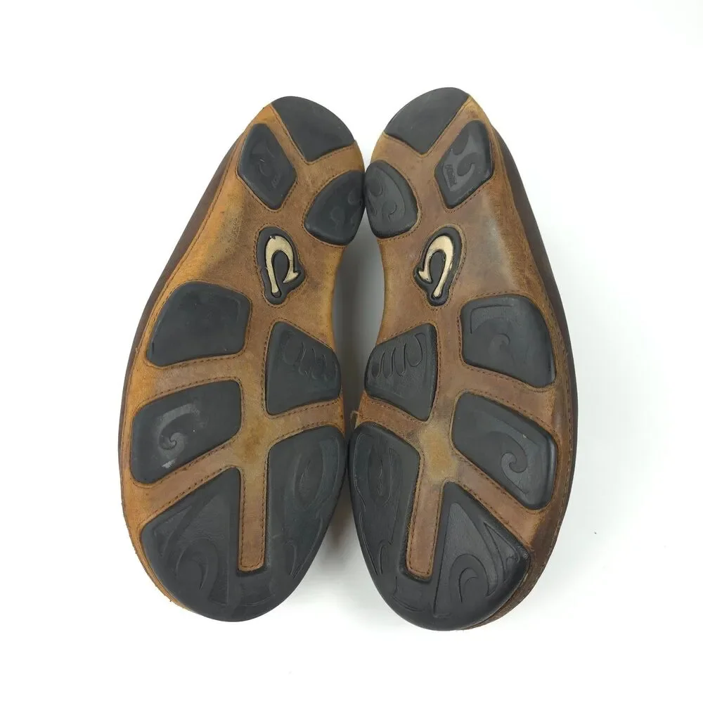 OLUKAI Moloa Leather Slip On Shoes Beachy Boho Coastal Hawaiian VSCO Casual 10.5